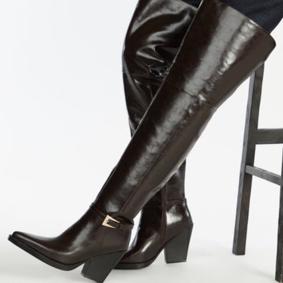 SHOEDAZZLE OTK WESTERN BOOTS FAUX LEATHER BLOCK HEEL INNER ZIP TRUE TO SIZE - Picture 1 of 10